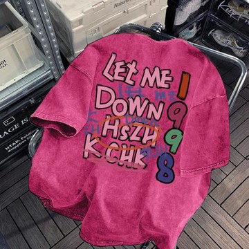 大碼300斤多巴胺穿搭水洗做舊t恤男女夏季重磅純棉美式情侶裝短袖