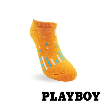 【襪款任選3雙$299 、6雙$511】PLAYBOY 雨滴半起毛刺繡女運動襪-橙 (BF6415)