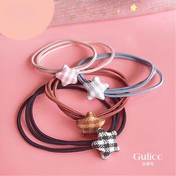 Gulicc 日系簡約 格子星願 髮圈 4入(飾品 髮飾 頭飾 髮帶 髮圈 生日禮物 雙11 聖誕節)