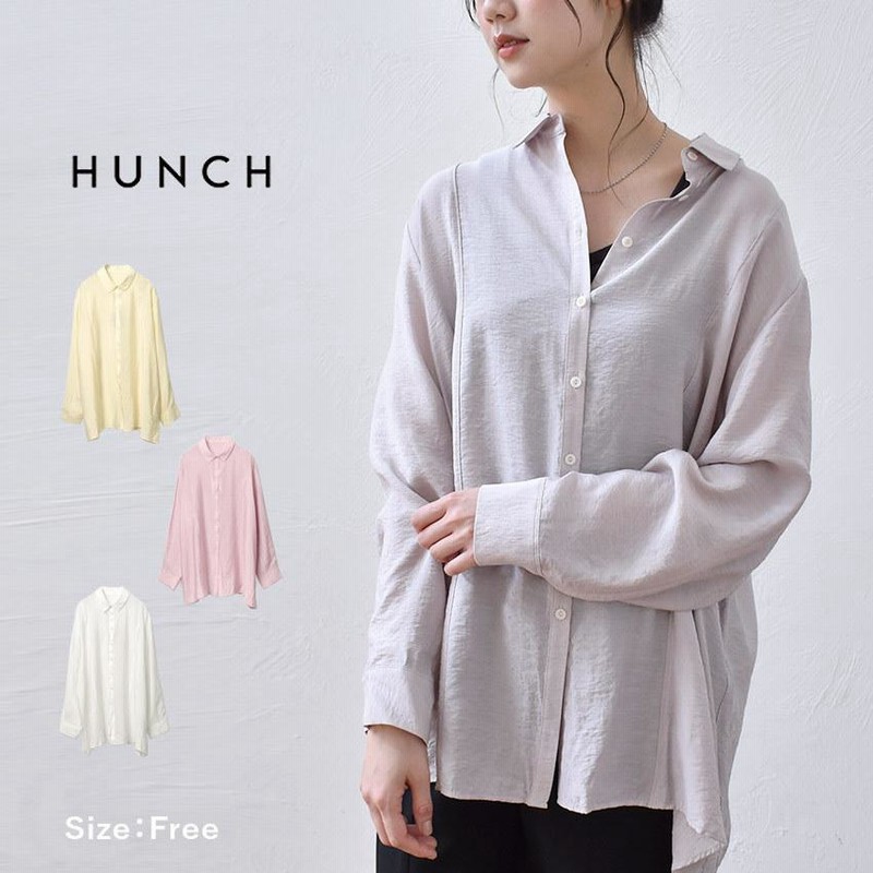 シアーRN バッククロスシャツ トップス レディース 長袖 HUNCH ハンチ ...