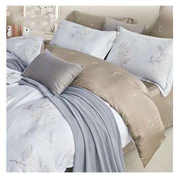 100%純天絲TENCEL 全鋪棉兩用被床包 (40支紗)  床包＋兩用被＋枕套x2  雙人  鳶莧