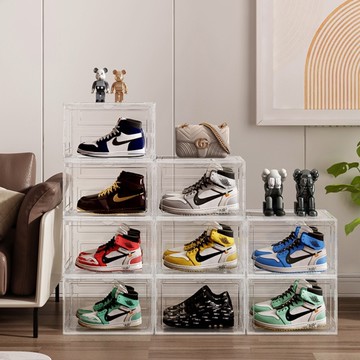 【AOTTO】磁吸透明加厚收納鞋盒-6入組(側開/正開)