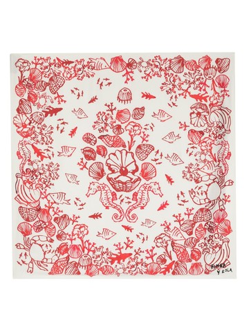 Bimba y Lola - sea life-print square-body scarf - women - Polyester - One Size - White