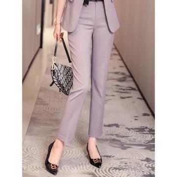粉色西褲女春秋休閑褲垂感直筒褲上班職業西裝褲正裝褲工作服褲子