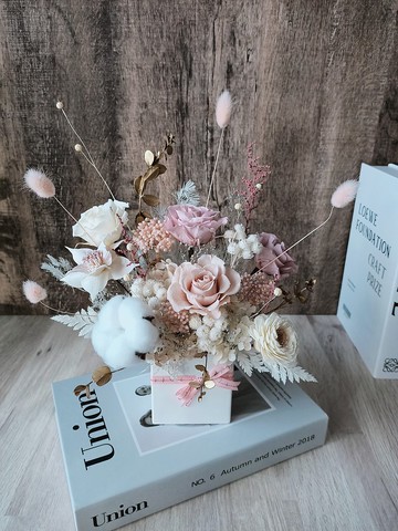 乾燥花盆花 粉色永生不凋花/母親節/開幕盆花/入宅祝賀/升遷祝賀