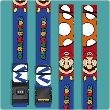 行李箱打包帶旅行拉桿箱防開加固捆綁繩帶十一字密碼扣超級瑪里奧