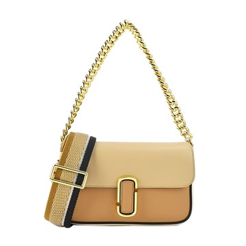 MARC JACOBS MJ THE J MARC寬背帶撞色翻蓋兩用包-棕