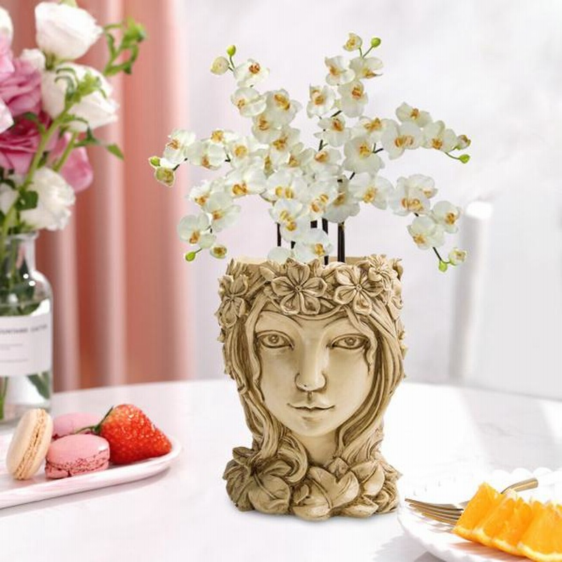 樹脂植木鉢花瓶顔の彫刻エレな装飾的なサボテンプランター屋外用