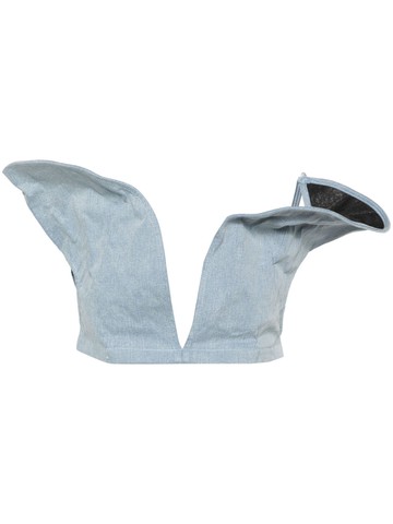 Y/Project - denim crop top - women - Cotton/Elastomultiester/Elastane - 34 - Blue
