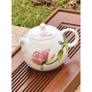 陶瓷茶壺單壺白瓷泡茶壺手繪一人新款茶具套裝一壺一杯西施壺茶杯