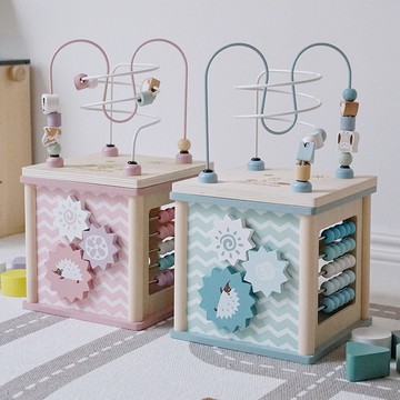 Baby童衣 馬卡龍多功能串珠玩具 木製立體幾何串出配對玩具 11395