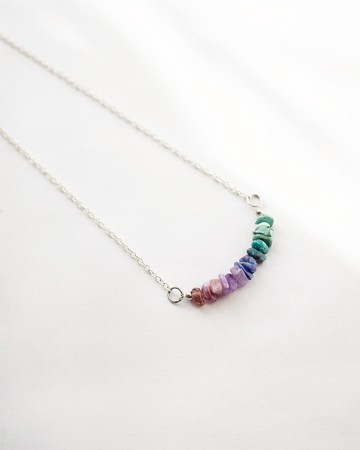 原礦水晶項鍊 / 手鍊，925 純銀，綠松石、藍銅礦、藍線石