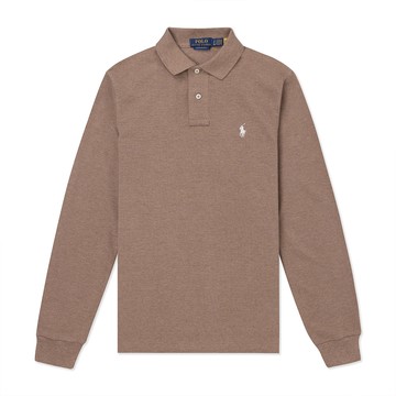 Polo Ralph Lauren RL 熱銷刺繡小馬長袖Polo衫-咖啡色(CUSTOM SLIM FIT)