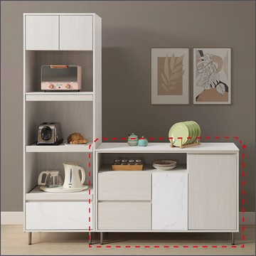 4尺岩板收納櫃下座 餐櫃 碗盤收納 置物櫃 電器櫃 廚房櫃 微波爐櫃【163A43201】Leader傢居館163-L114+J211岩板