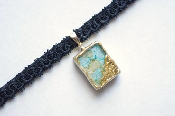 樹脂藝術 方形吊墜・夜色深處