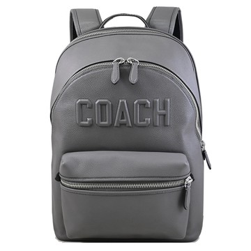 COACH CV928 CHARTER 立體LOGO雙層雙拉鍊商旅後背包.灰