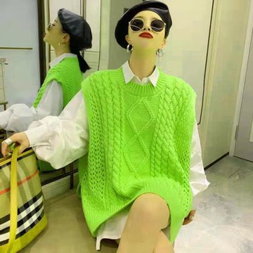 秋季毛衣女寬松學生馬甲2021背心純色大碼開叉外穿針織衫韓版坎肩