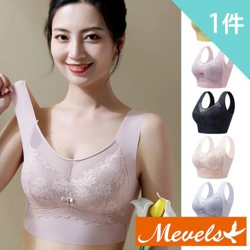 【Mevels 瑪薇絲】1件組 楓葉網紗蕾絲無鋼圈內衣/防走光/全罩杯( M/L/XL/XXL)