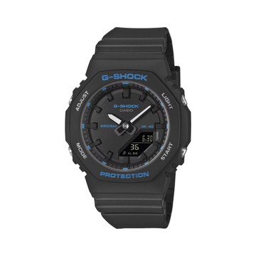 【CASIO 卡西歐】G-SHOCK 小巧俐落 極簡設計 色彩點綴 黑色 GMA-P2100BA-1A_40.2mm