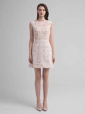 Léa優雅透膚鏤空刺繡洋裝