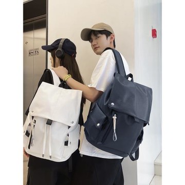 男士雙肩包簡約休閑男生書包大學生時尚潮流防水pu皮電腦旅行背包