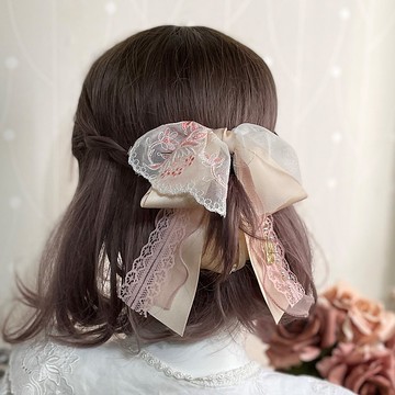 法式浪漫蕾絲墜飾香蕉夾 髮圈 大腸圈 髮束馬尾夾髮夾相交夾髮繩