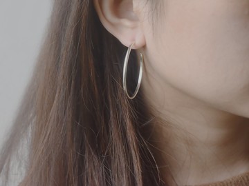 【刻字】簡約圈式耳環 - 大尺寸 | 925純銀 客製化 情人禮物