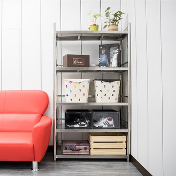 【誠宜居家】升級款加粗加厚90x45x168公分三面圍欄不鏽鋼(五層置物架)- 廚房置物架 廚房架 不銹鋼 不銹鋼置物 收納架 廚房櫃