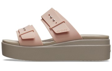 WMNS CROCS PALE BLUSH BROOKLYN SANDAL BROWN BEIGE