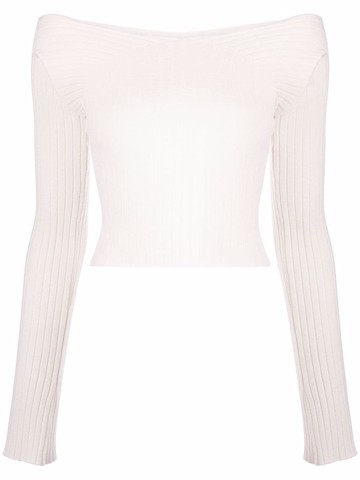 Axel Arigato - off-shoulder long-sleeve top - women - Wool/Polyamide - L - Neutrals