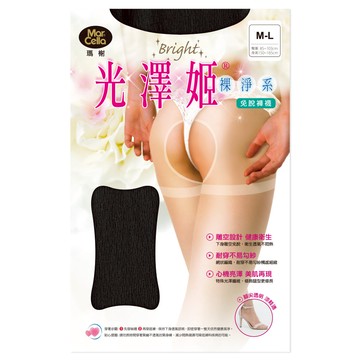 光澤姬網織雕空免脫絲襪 - 黑