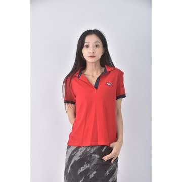 (M) wolsey棉質撞色紅色短袖上衣二手衣