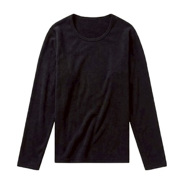 ONEDER 旺達棉品 女款極彈升溫圓領磨毛衣  XL  黑色