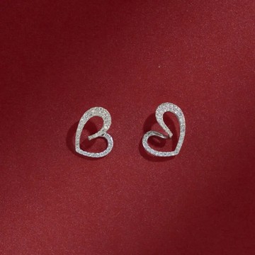 雙面愛心鑽石耳環