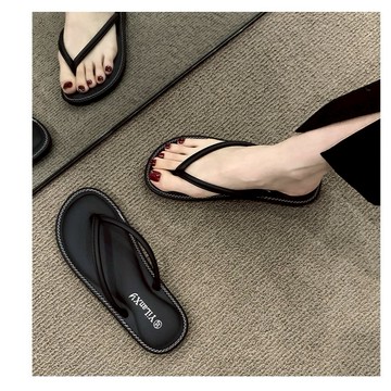 現貨✨防滑軟底人字拖 女夏外穿夾腳拖鞋 海邊沙灘涼拖鞋 素面皮質簡約拖鞋 puppet_story木偶女鞋