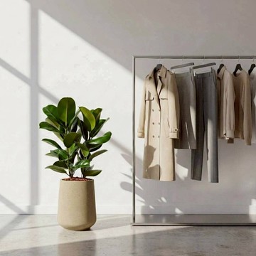 三株琴葉榕 落地盆栽 大盆栽 拿鐵棕磨石子花盆 開幕送禮 喬遷