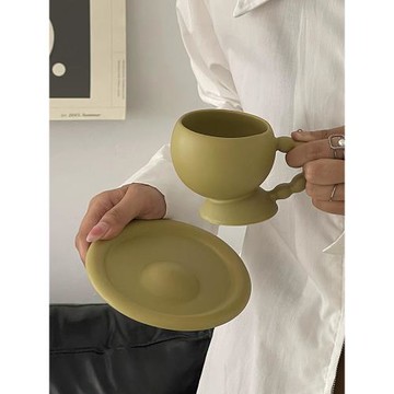 小眾氛圍感馬卡龍色咖啡杯碟ins風陶瓷下午茶馬克杯早餐牛奶杯子