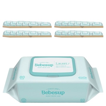 Bebesup Light 輕柔壓花嬰兒濕紙巾 掀蓋式  80張  40包