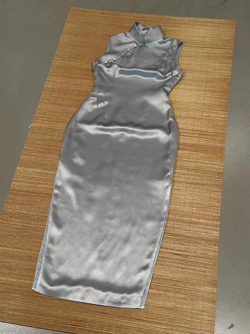 醋酸旗袍緞面立領收腰