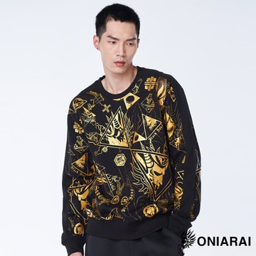 鬼洗 BLUE WAY – 荷魯斯滿版元素厚長TEE(黑)