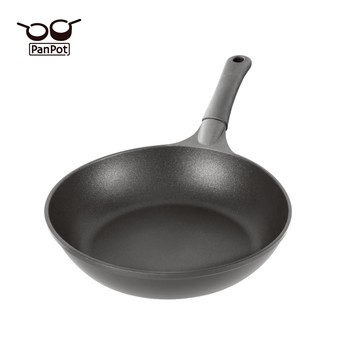 【日本PanPot】 28CM 平底鍋 (無蓋/可電磁爐)  贈:直立式玻璃鍋蓋28CM+高級櫸木木鏟