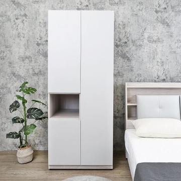 Boden-克萊妮2.7尺三門收納衣櫃(二吊桿+活動隔板)