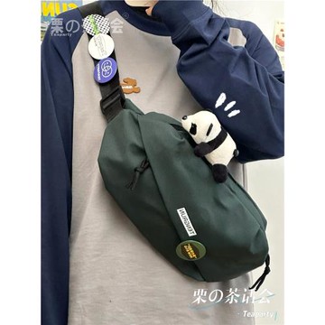 日系ins潮牌復古休閑男女胸包運動騎行斜挎包 男士包包單肩包腰包