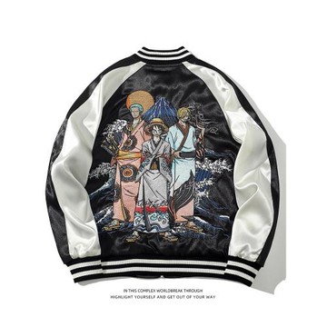 海賊王重工刺繡夾克男外套路飛索隆棒球服卡通動漫青年緞面上衣女