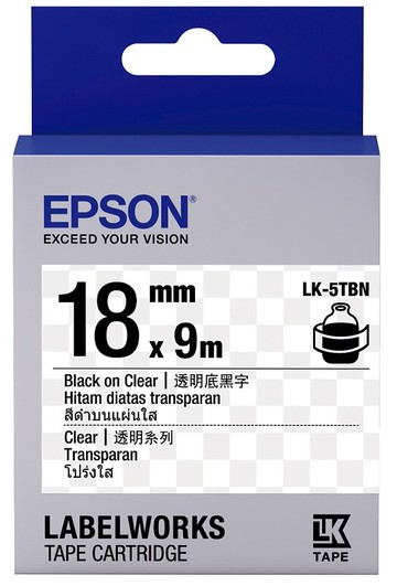 EPSON LK-5TBN S655408 標籤帶 透明系列-透明底黑字18mm