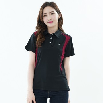 【遊遍天下】女款顯瘦抗UV吸濕排汗短袖機能POLO衫(GS1048)黑色