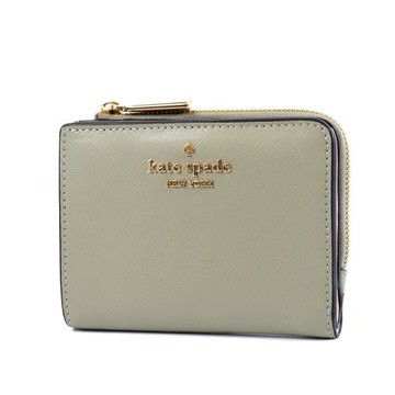 KATE SPADE 十字紋防刮釦式對開短夾-苔綠
