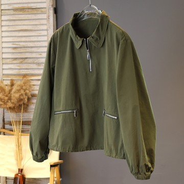 純棉半拉鍊翻領寬鬆休閒上衣537313