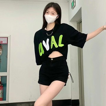 美式復古oversize純棉正肩短袖t恤女夏高街潮牌ins寬松半袖上衣服