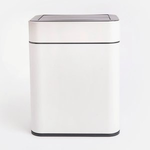 (組)伊登ABS對開感應不鏽鋼垃圾桶15L+20L 白